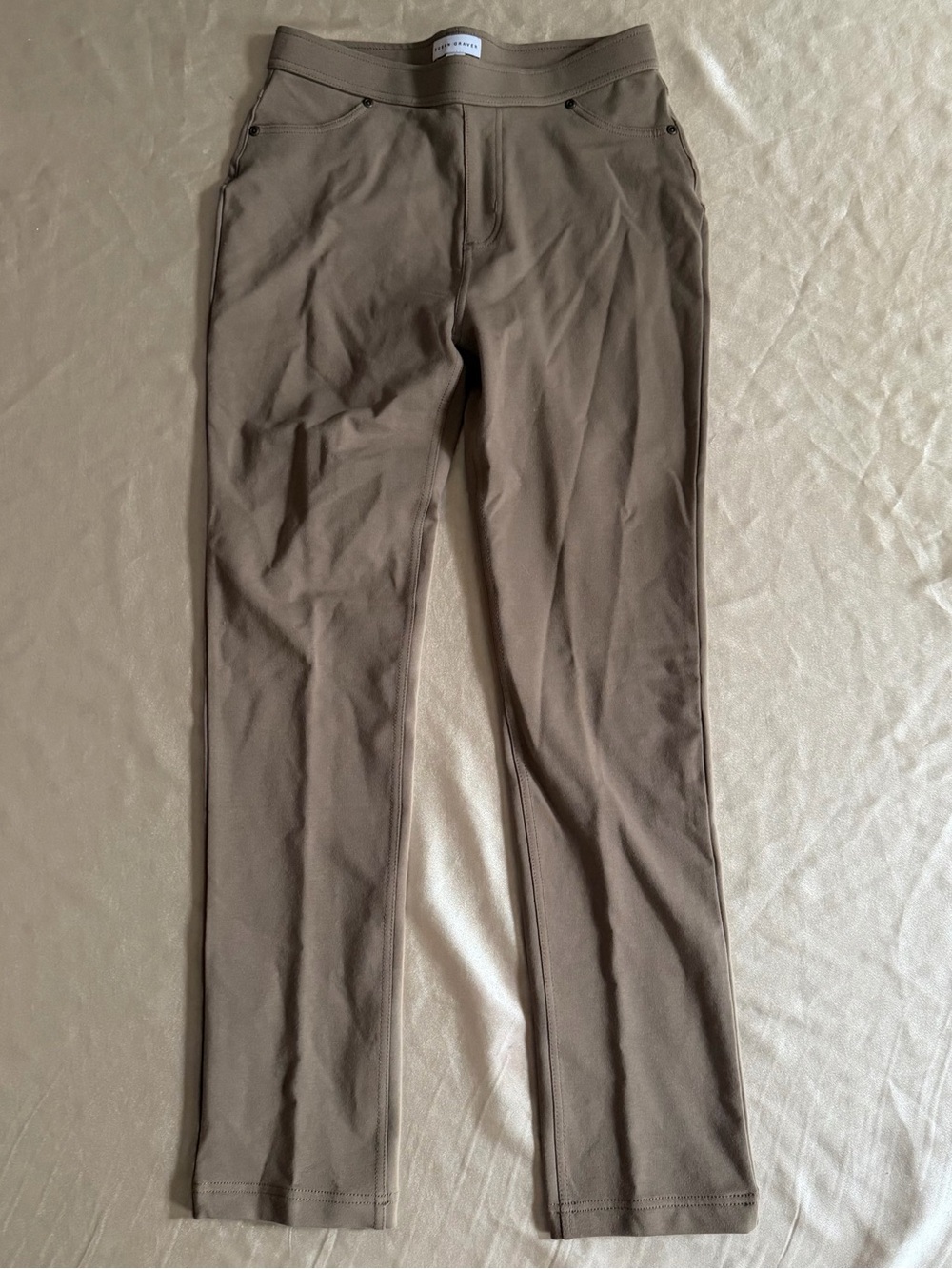 Susan Graver French Knit Jeggings with tonal stitching & elastic waistband small